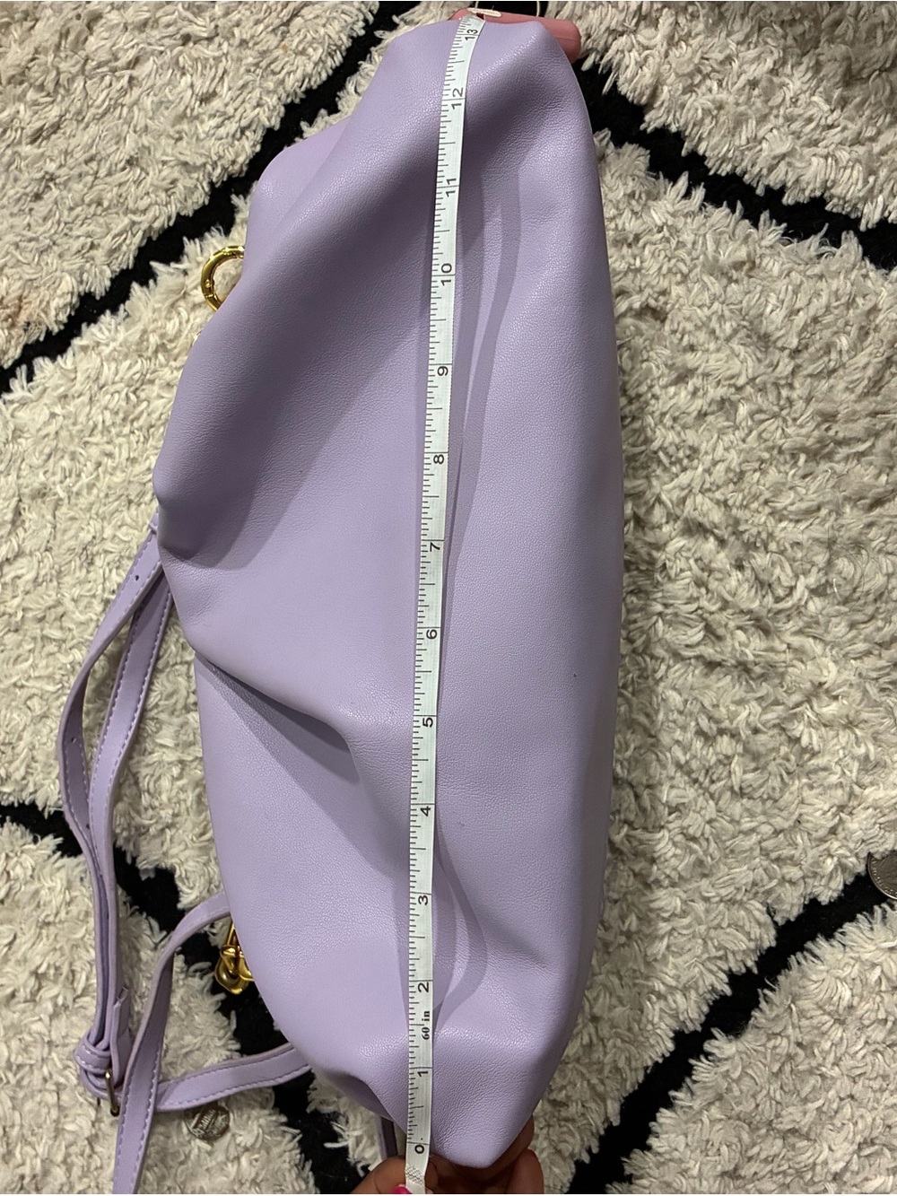 Lavender Soft Ruched Shoulder Bag with Gold Chain - Picture 8 of 8